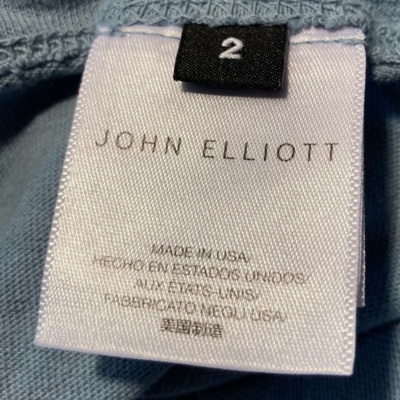 John Elliott Recycled Cotton/Organic Cotton Short Sleeve Crew Neck Tee Medium - Picture 7 of 10